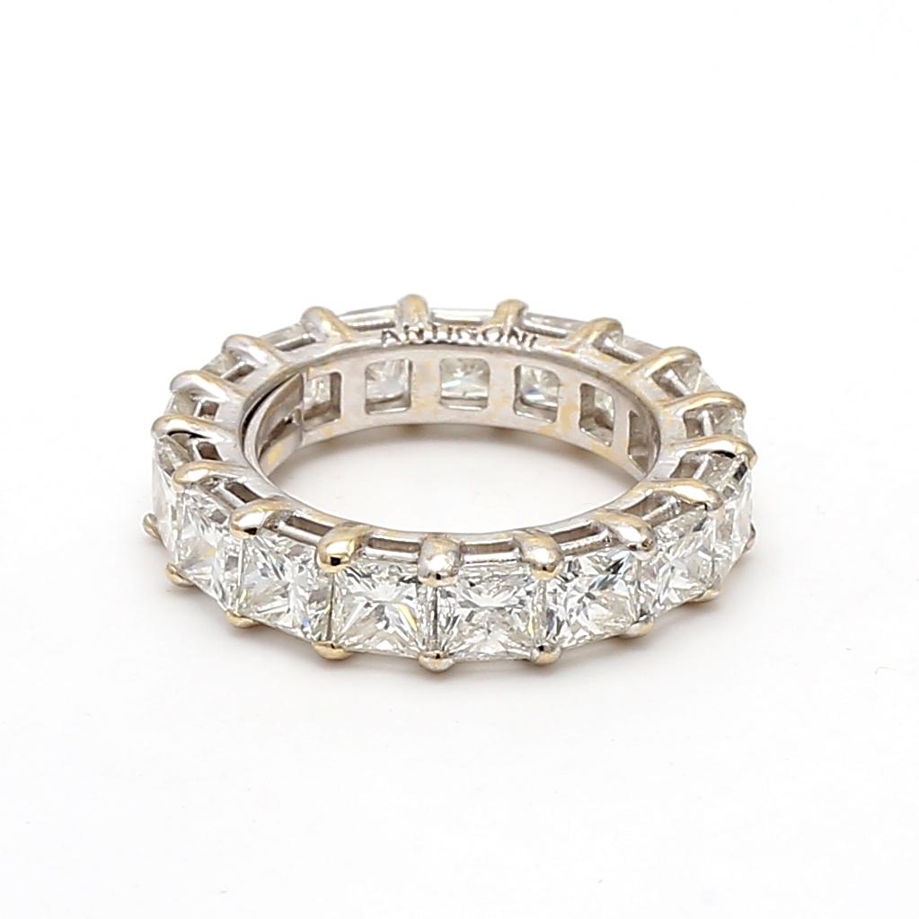 18K WG Eternity Band Ring with 7.92 Carat Princess Cut F-G VVS2 Diamonds Size 6
