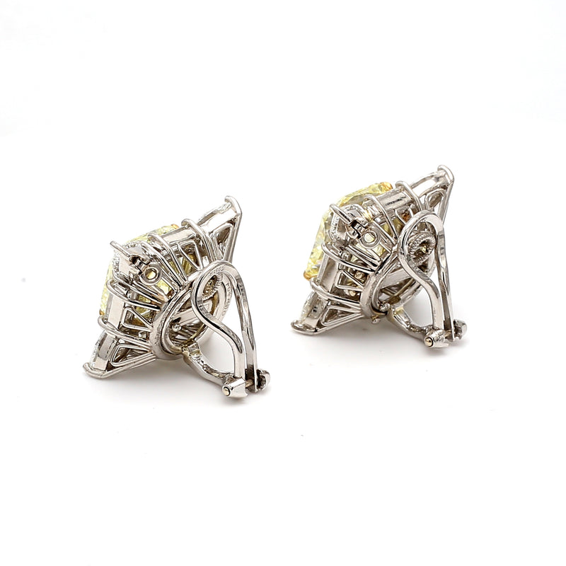 Oscar Heyman 13.72 Carat Fancy Yellow Diamond Platinum Clip On Earrings
