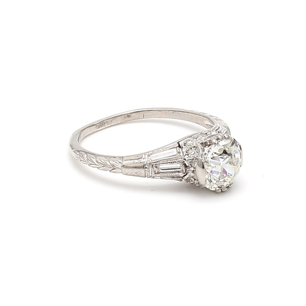 1.16 Carat Old Miner Cut H VVS2 Diamond Platinum Engagement Ring