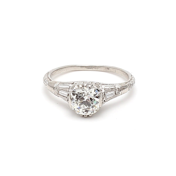 1.16 Carat Old Miner Cut H VVS2 Diamond Platinum Engagement Ring