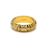 0.15 Carat Round Brilliant I SI1 Diamond 18 Karat Yellow Gold Band Ring