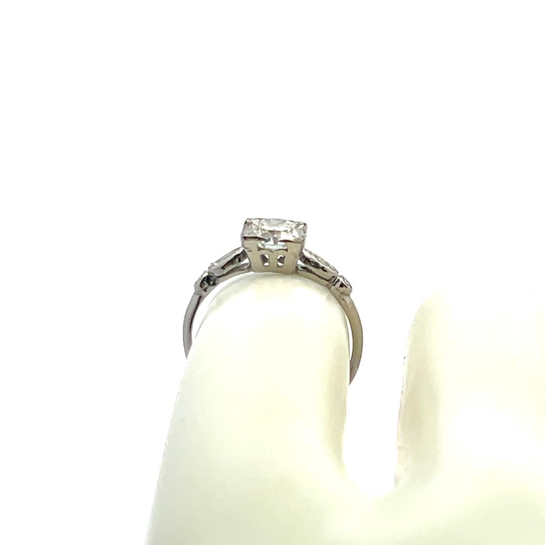 1.10 Carat Circular Brilliant and Marquis Shape Diamond Platinum Engagement Ring