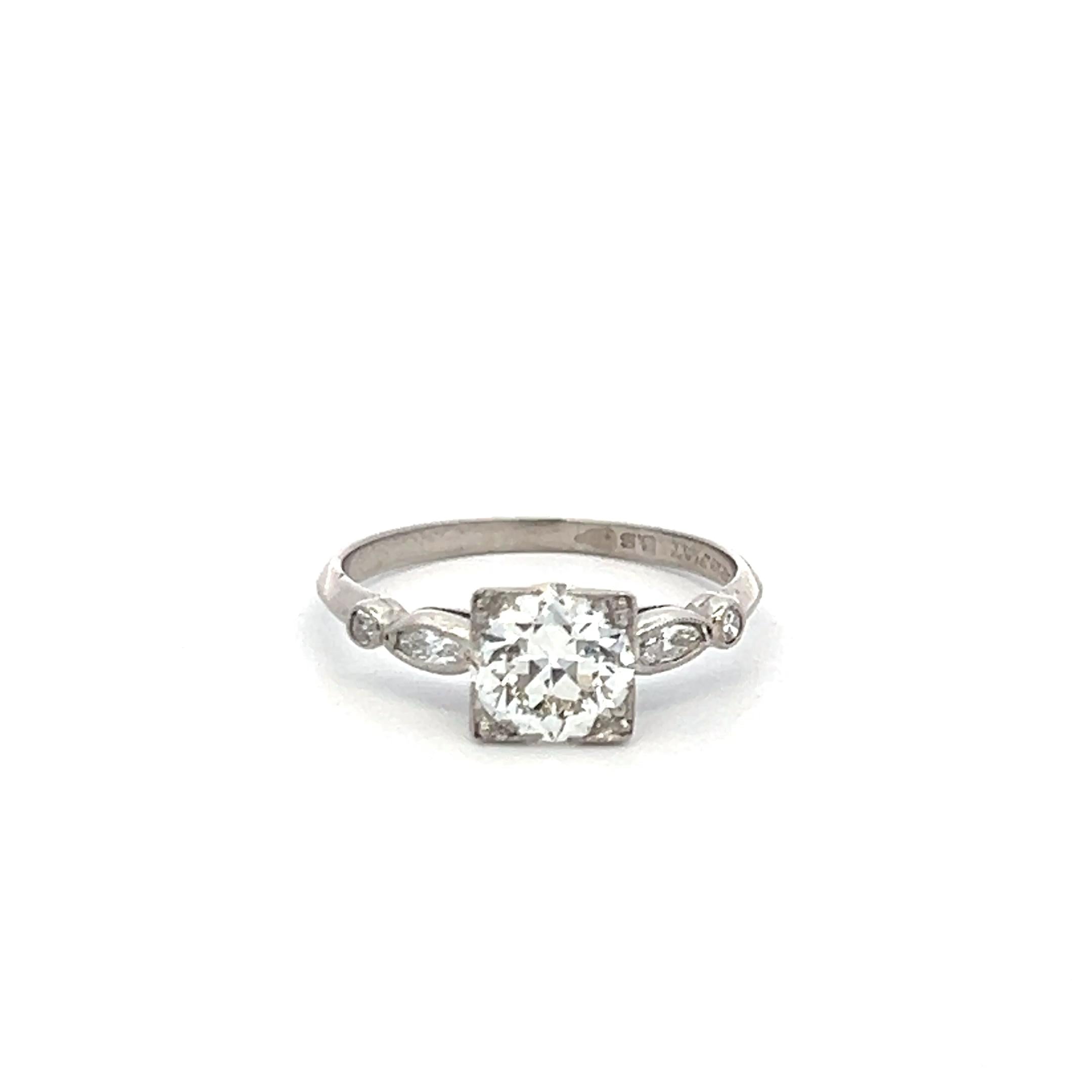 1.10 Carat Circular Brilliant and Marquis Shape Diamond Platinum Engagement Ring