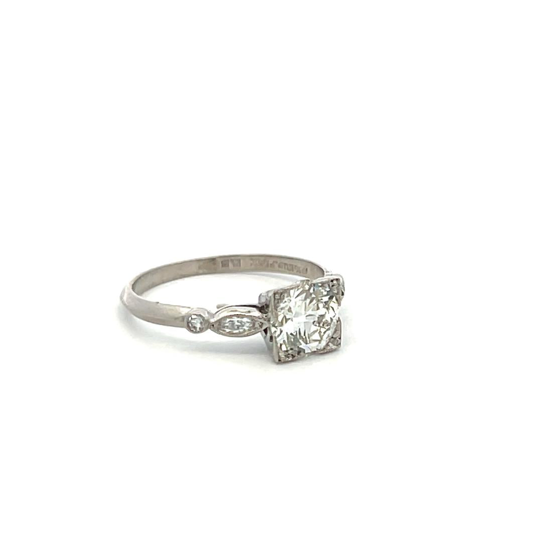 1.10 Carat Circular Brilliant and Marquis Shape Diamond Platinum Engagement Ring