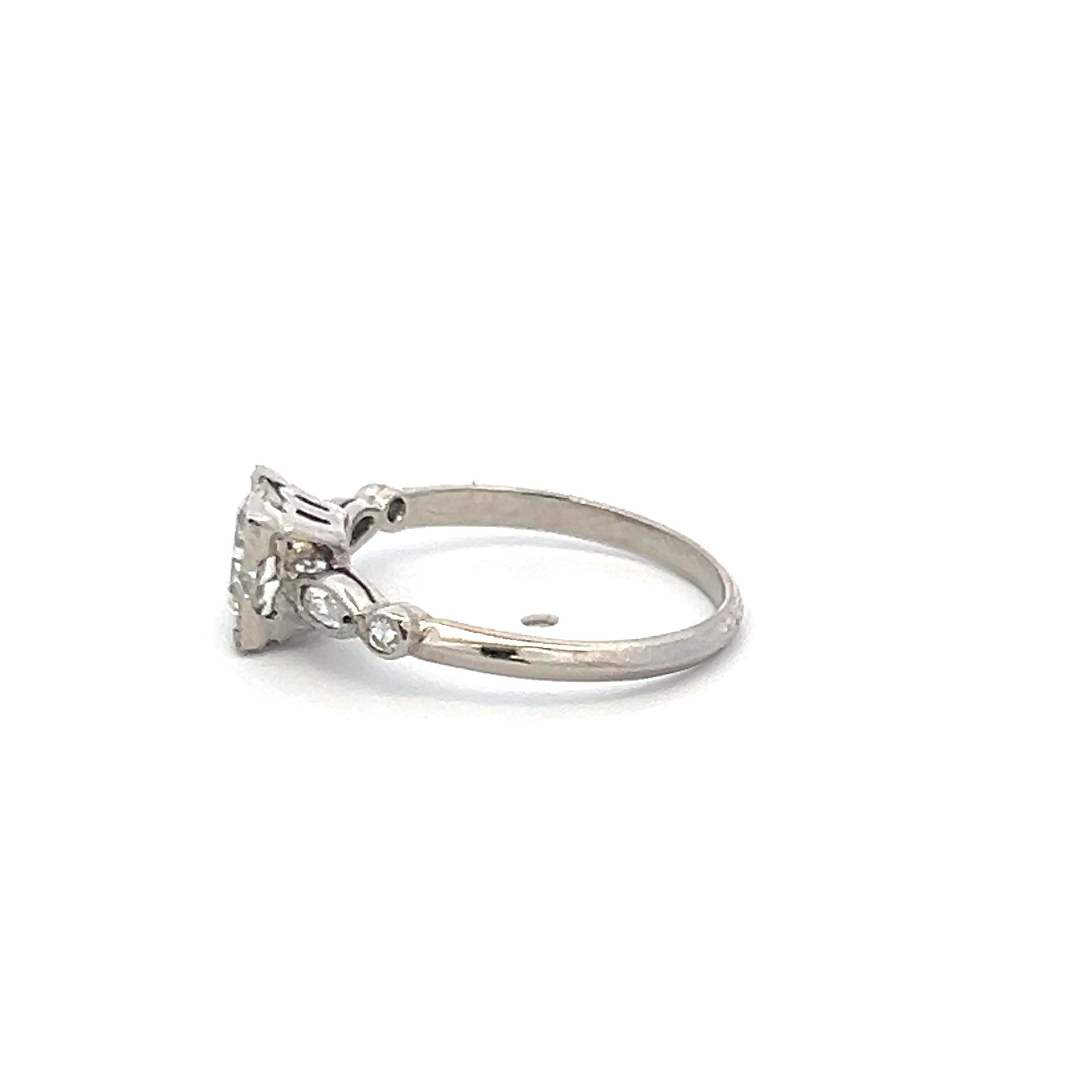 1.10 Carat Circular Brilliant and Marquis Shape Diamond Platinum Engagement Ring