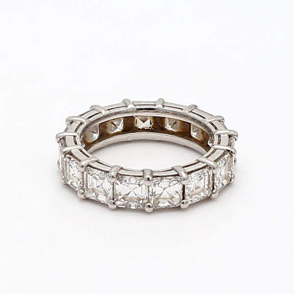 5.25 Carat Asscher Cut G VS1 Diamond Platinum Eternity Band Ring