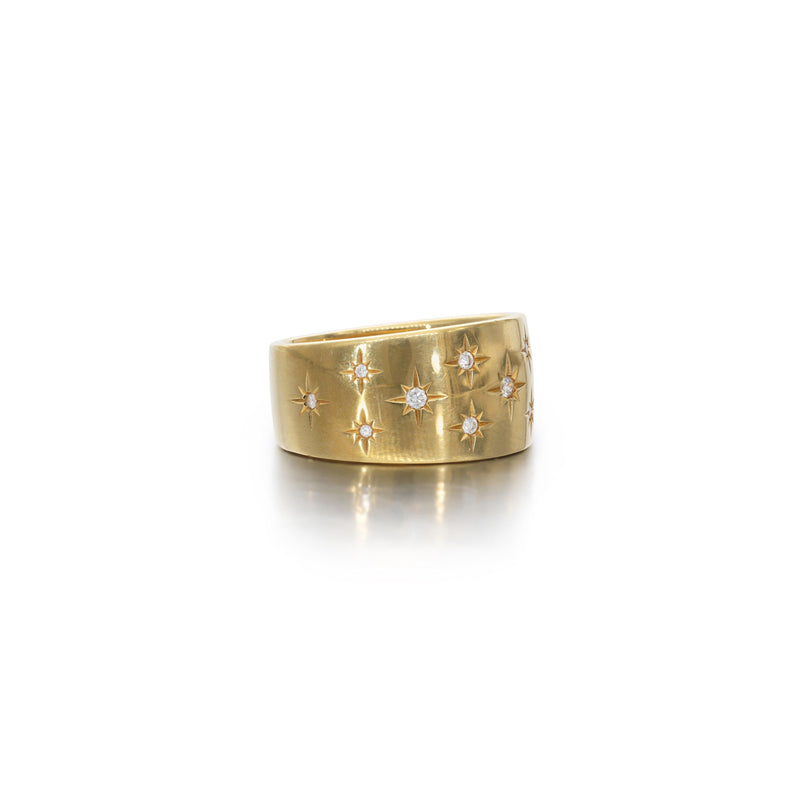 0.20 Carat Round Brilliant I SI1 Diamond 18 Karat Yellow Gold Band Ring