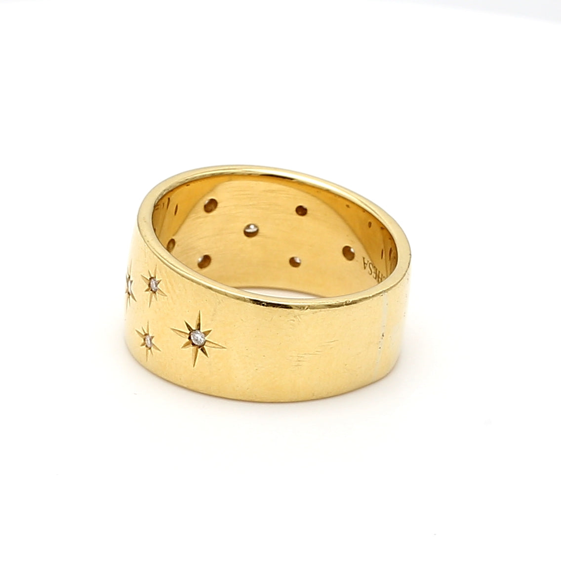0.20 Carat Round Brilliant I SI1 Diamond 18 Karat Yellow Gold Band Ring