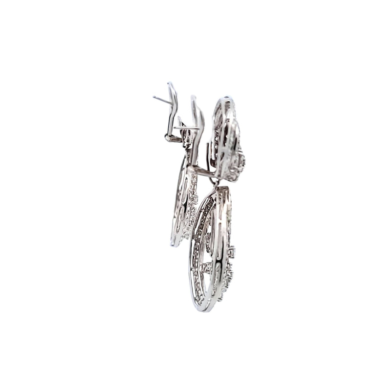 18.00 Carat Round Brilliant Diamond Platinum Chandelier Earring