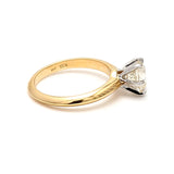 1.57 Carat Circular Brilliant Cut L SI2 Diamond 18 Karat Yellow Gold Wedding Ring