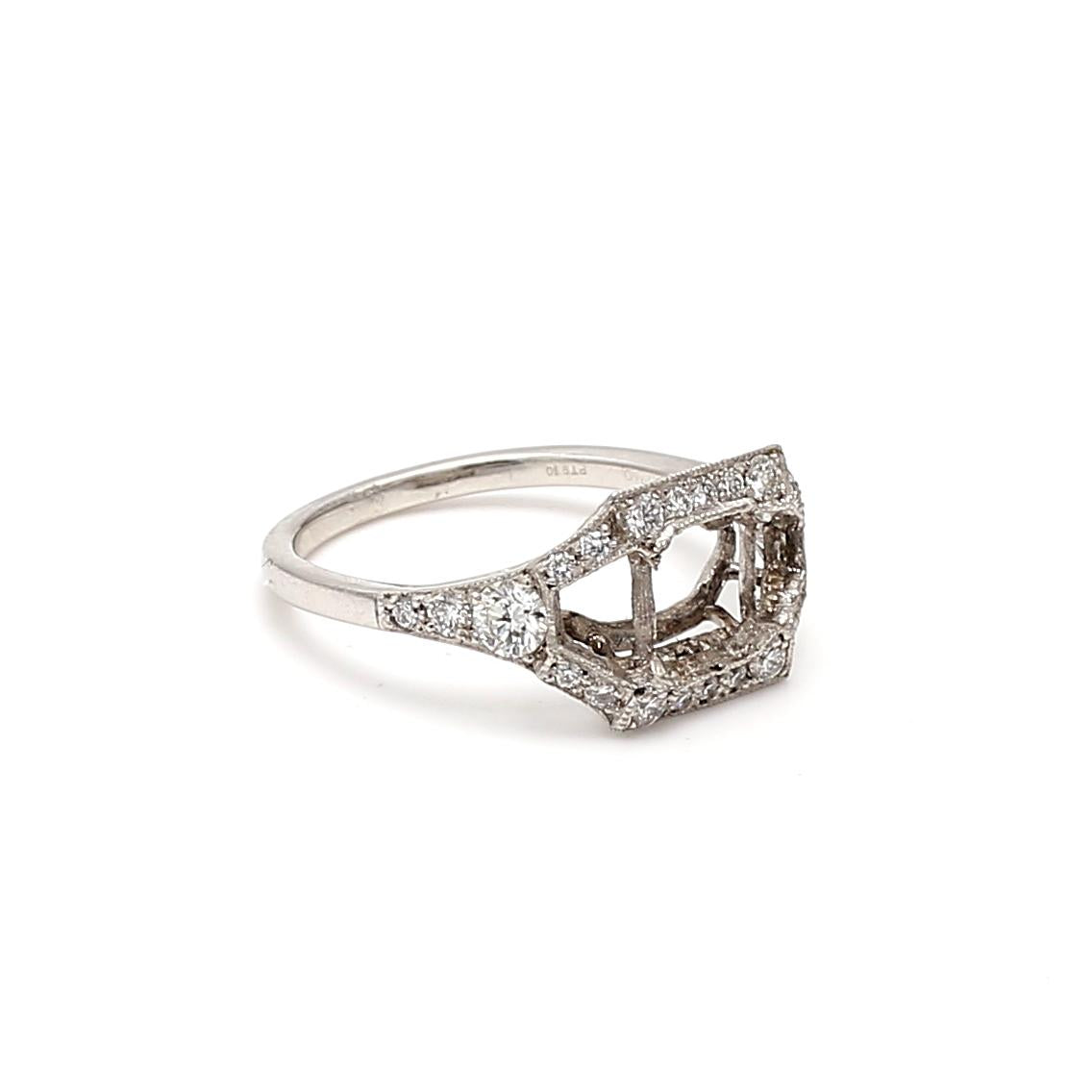 Tiffany & Co Platinum Semi Mount Ring with 0.25ct Round Diamond Fits 5.24x5.26mm