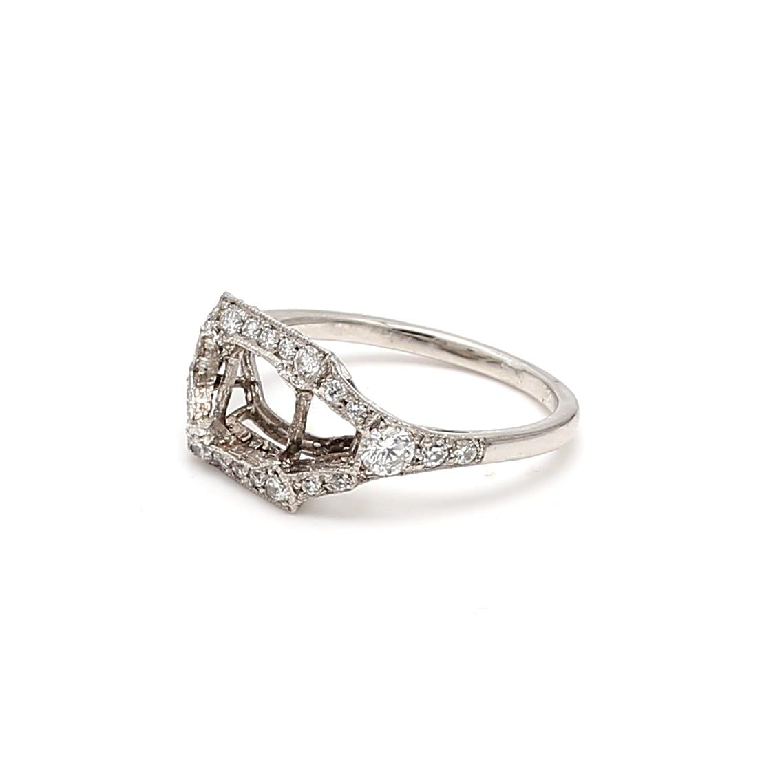 Tiffany & Co Platinum Semi Mount Ring with 0.25ct Round Diamond Fits 5.24x5.26mm