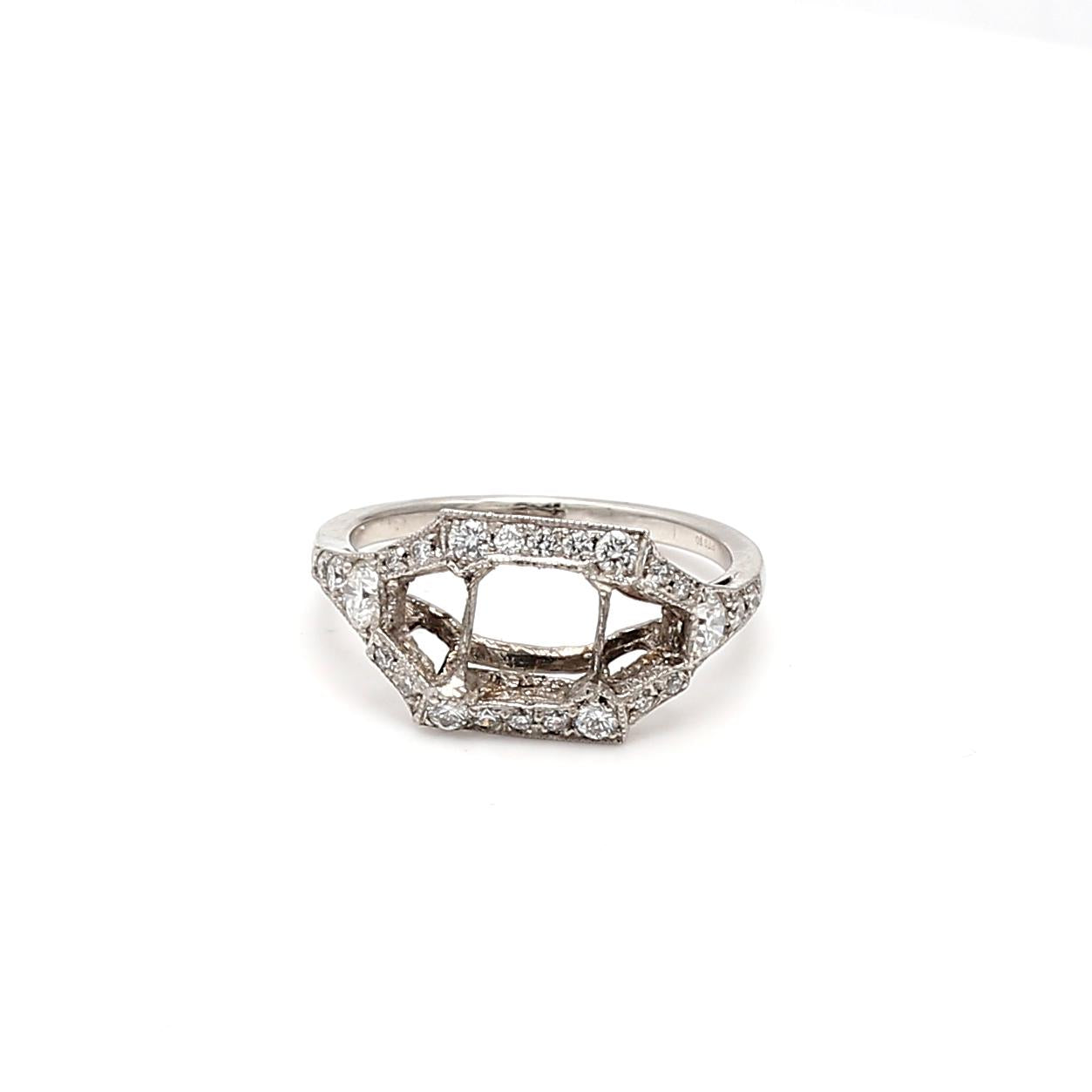 Tiffany & Co Platinum Semi Mount Ring with 0.25ct Round Diamond Fits 5.24x5.26mm