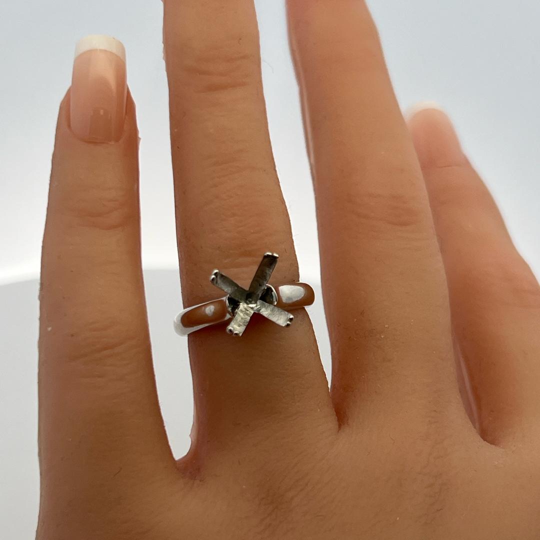 Vintage Platinum Semi Mount Engagement Ring for 4.3+ Carat Diamond Estate