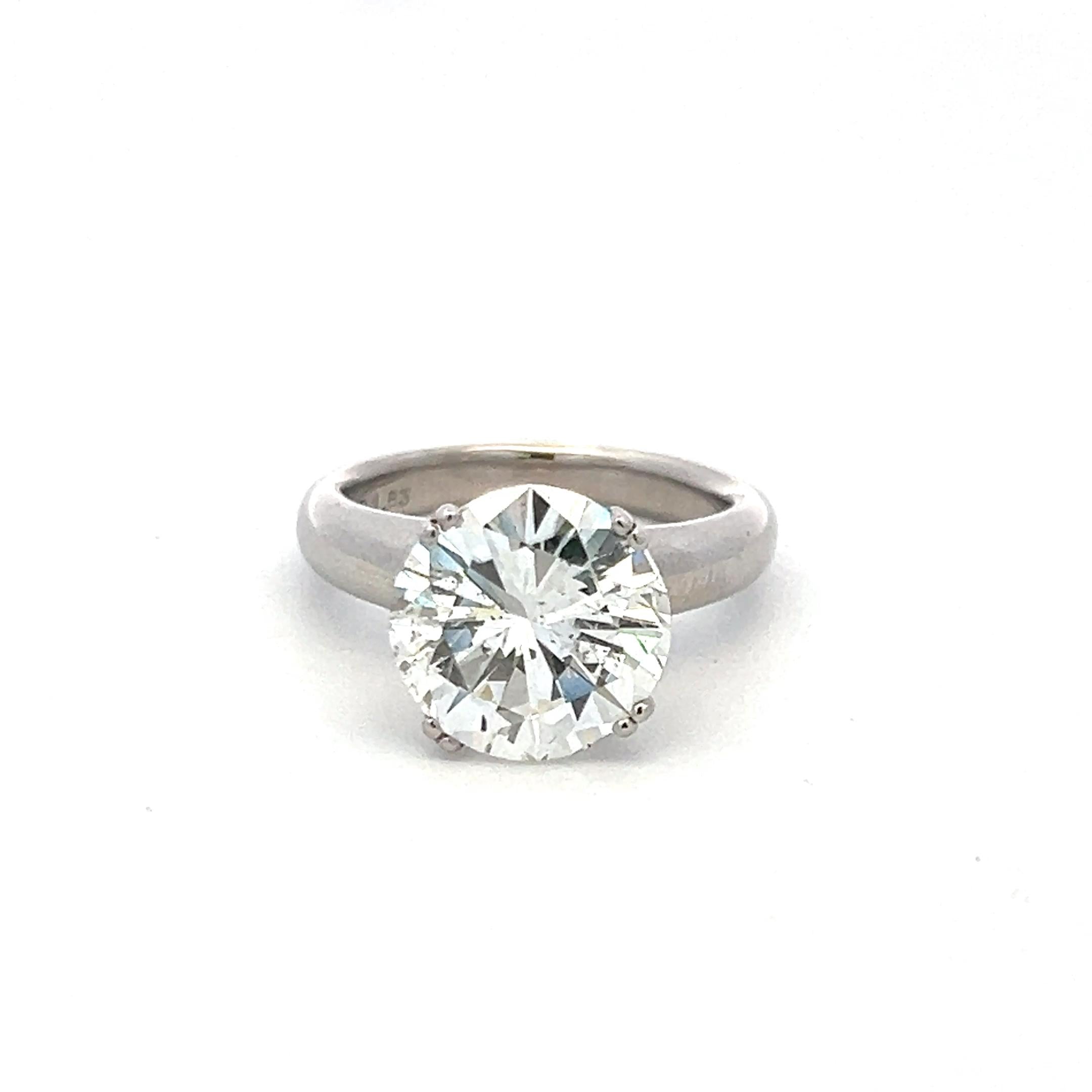 4.33 Carat Round Brilliant I SI2 Diamond Platinum Engagement Ring