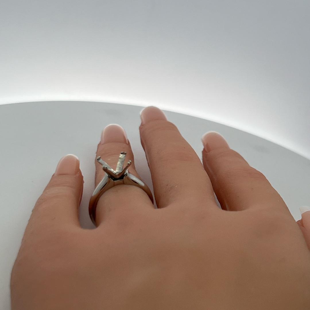 Vintage Platinum Semi Mount Engagement Ring for 4.3+ Carat Diamond Estate