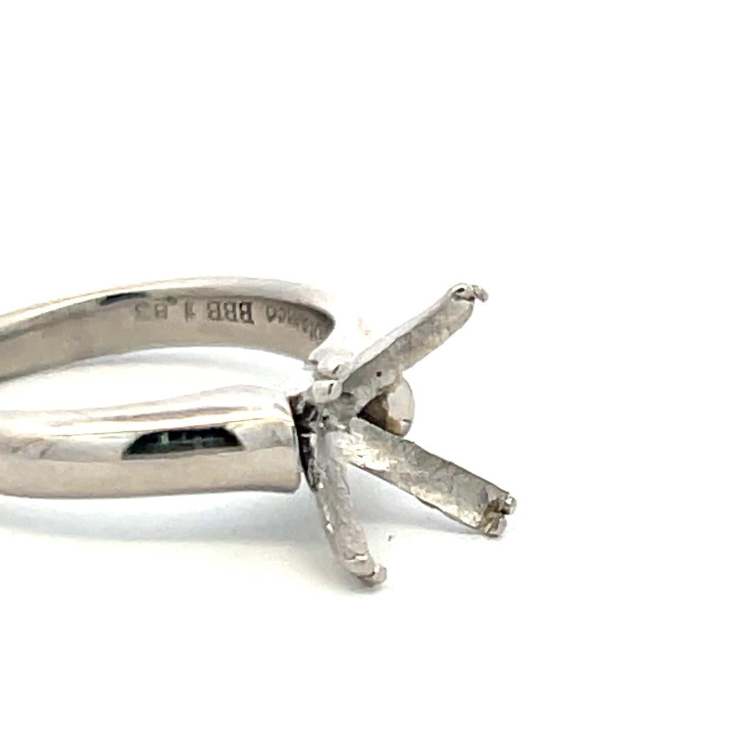 Vintage Platinum Semi Mount Engagement Ring for 4.3+ Carat Diamond Estate