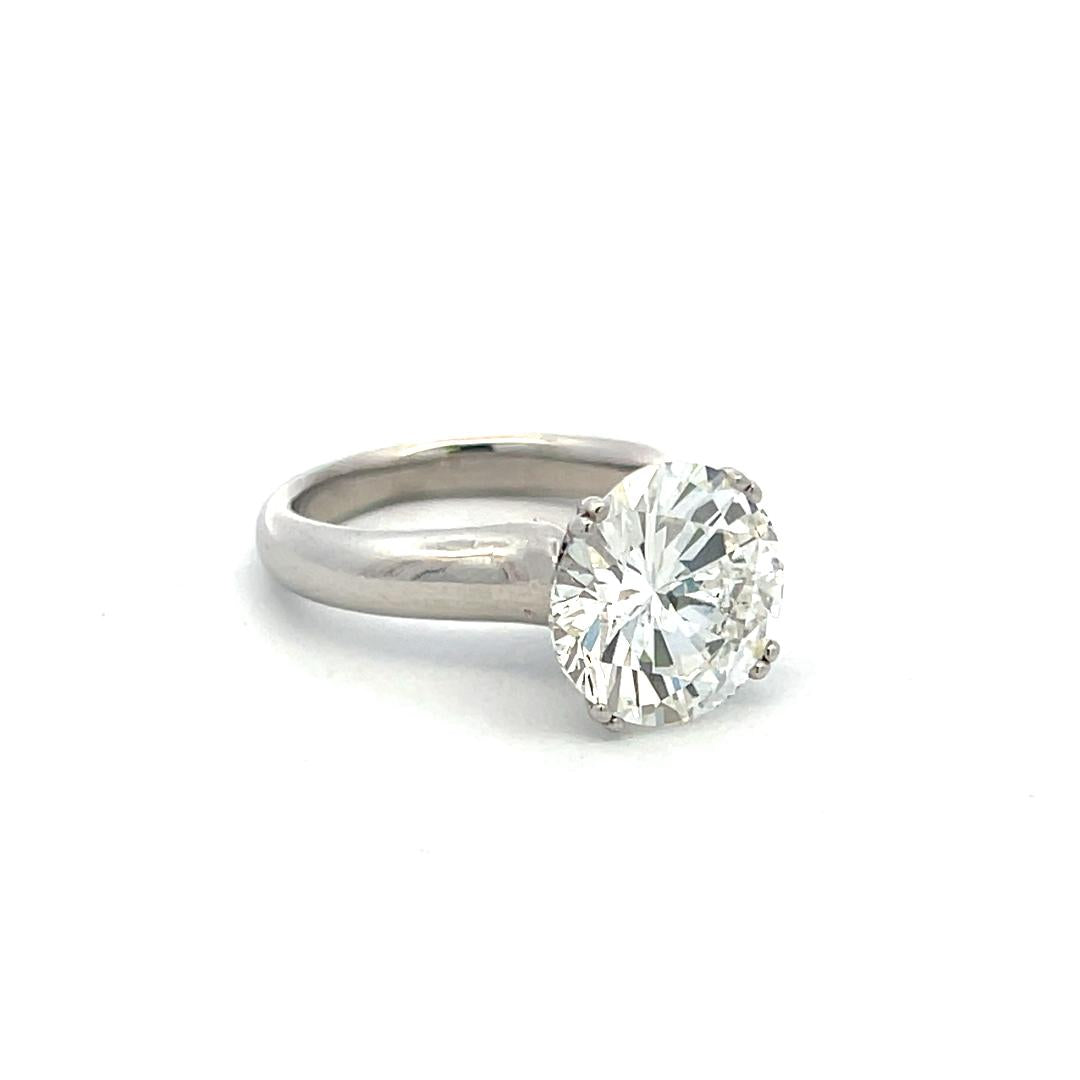 4.33 Carat Round Brilliant I SI2 Diamond Platinum Engagement Ring
