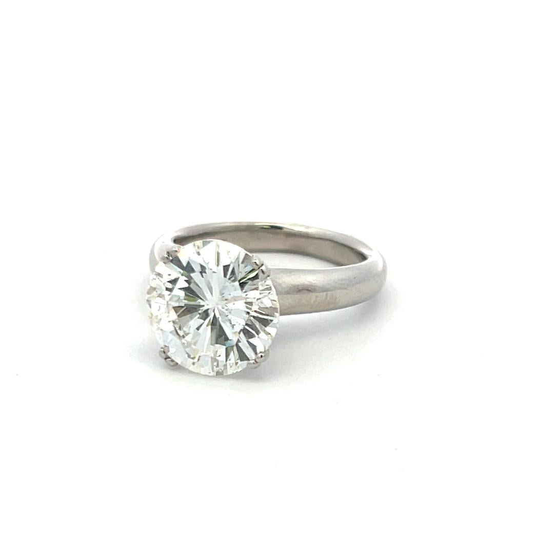 4.33 Carat Round Brilliant I SI2 Diamond Platinum Engagement Ring