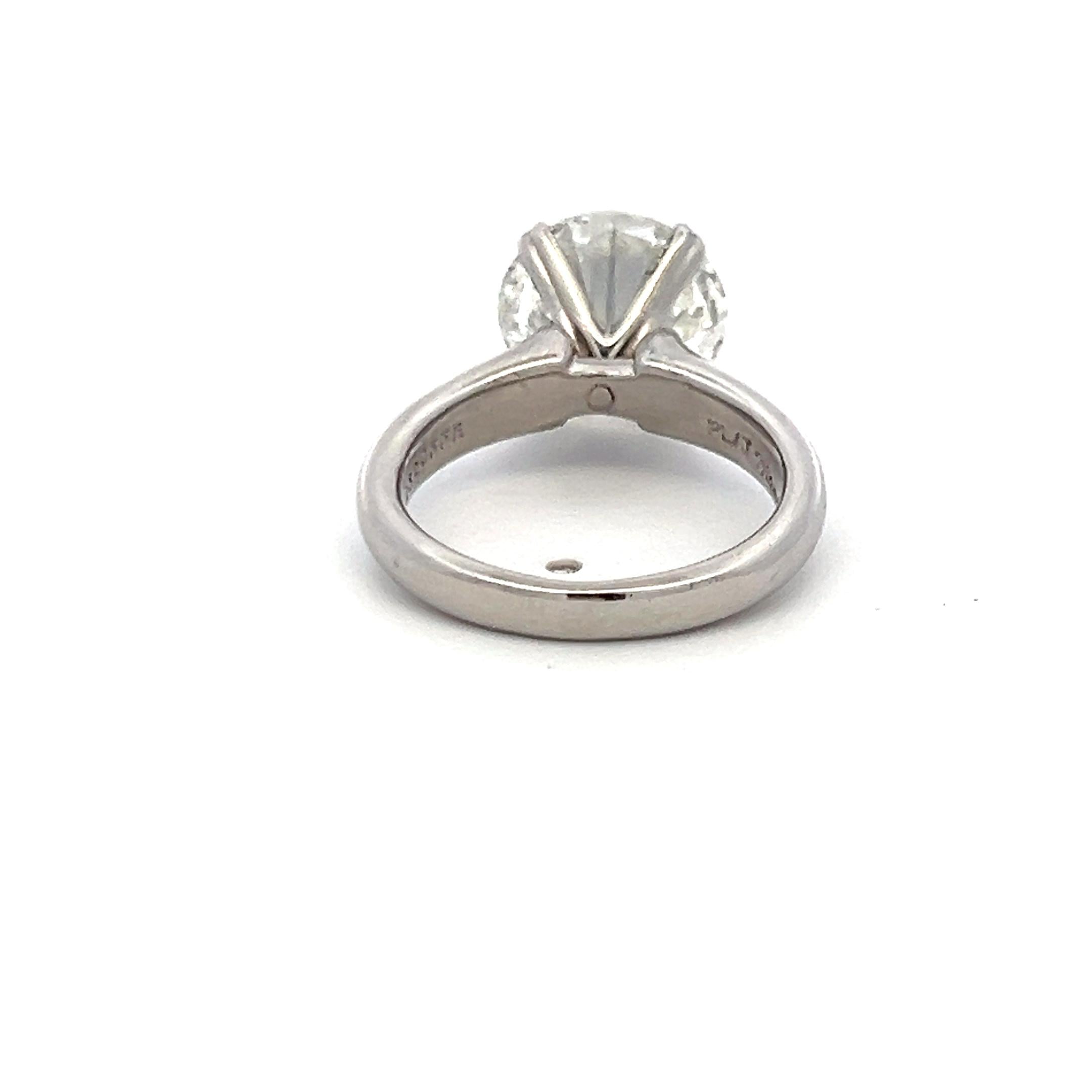 4.33 Carat Round Brilliant I SI2 Diamond Platinum Engagement Ring