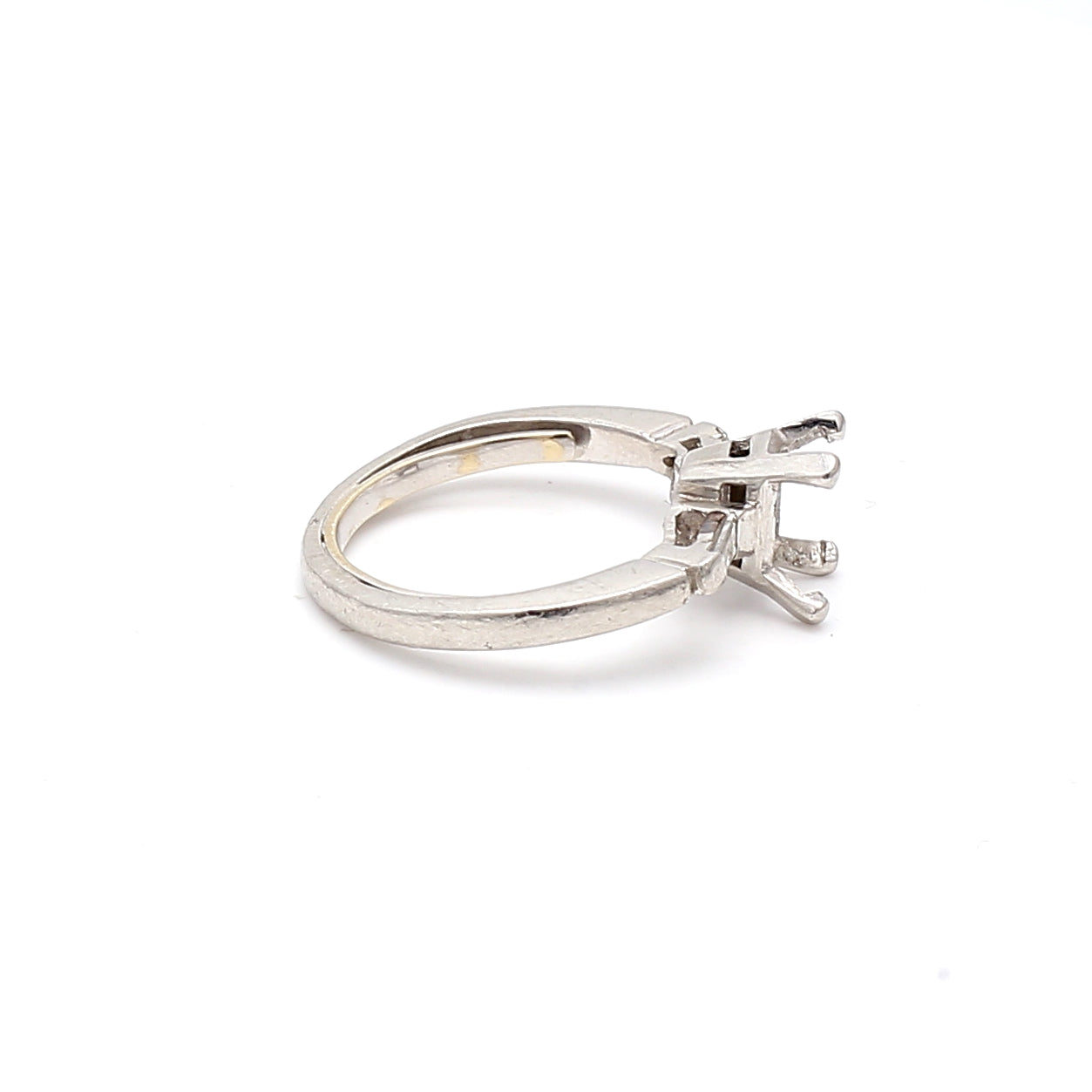 0.07 Carat Baguette Shape F VS1 Diamond Platinum Semi Mount Ring