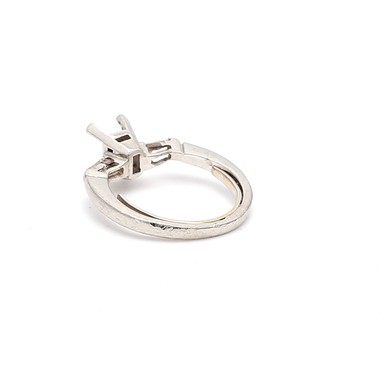 0.07 Carat Baguette Shape F VS1 Diamond Platinum Semi Mount Ring