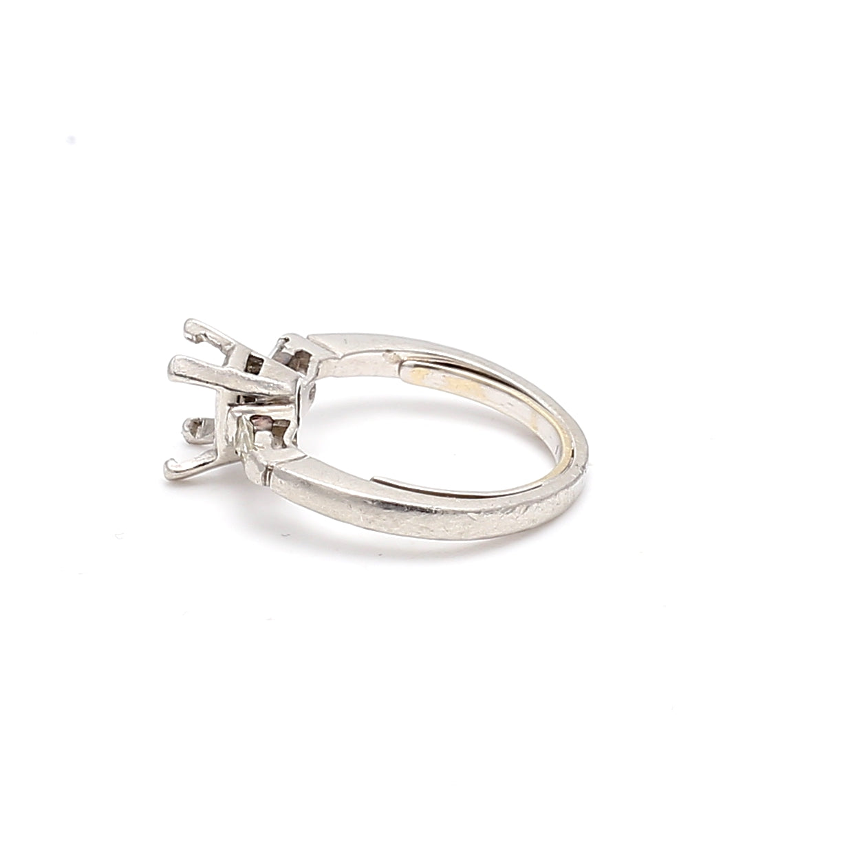 0.07 Carat Baguette Shape F VS1 Diamond Platinum Semi Mount Ring
