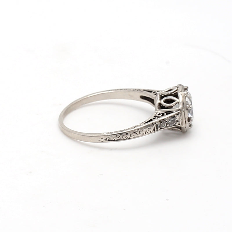 1.16 Carat Circular Brilliant Cut and Round Diamond Platinum Engagement Ring