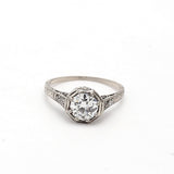 1.16 Carat Circular Brilliant Cut and Round Diamond Platinum Engagement Ring