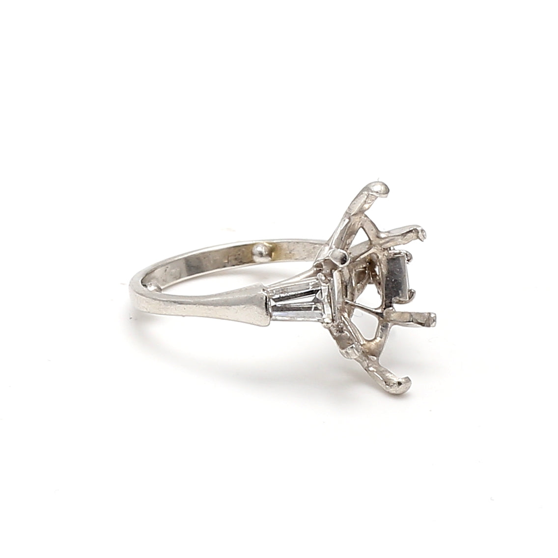 0.40 Carat Tapered Baguette Shape Diamond Platinum Semi Mount Ring