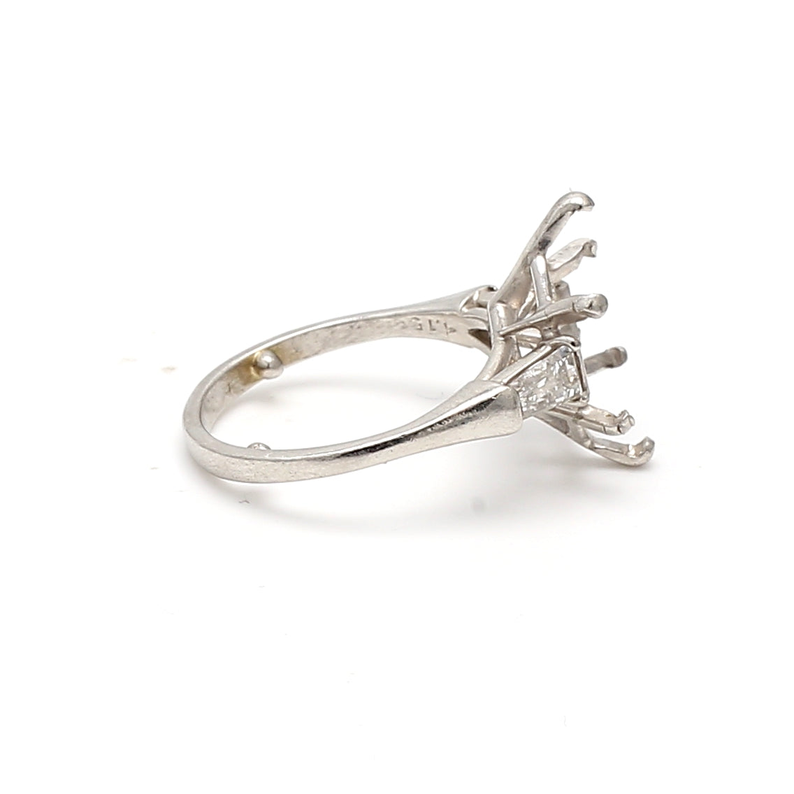 0.40 Carat Tapered Baguette Shape Diamond Platinum Semi Mount Ring