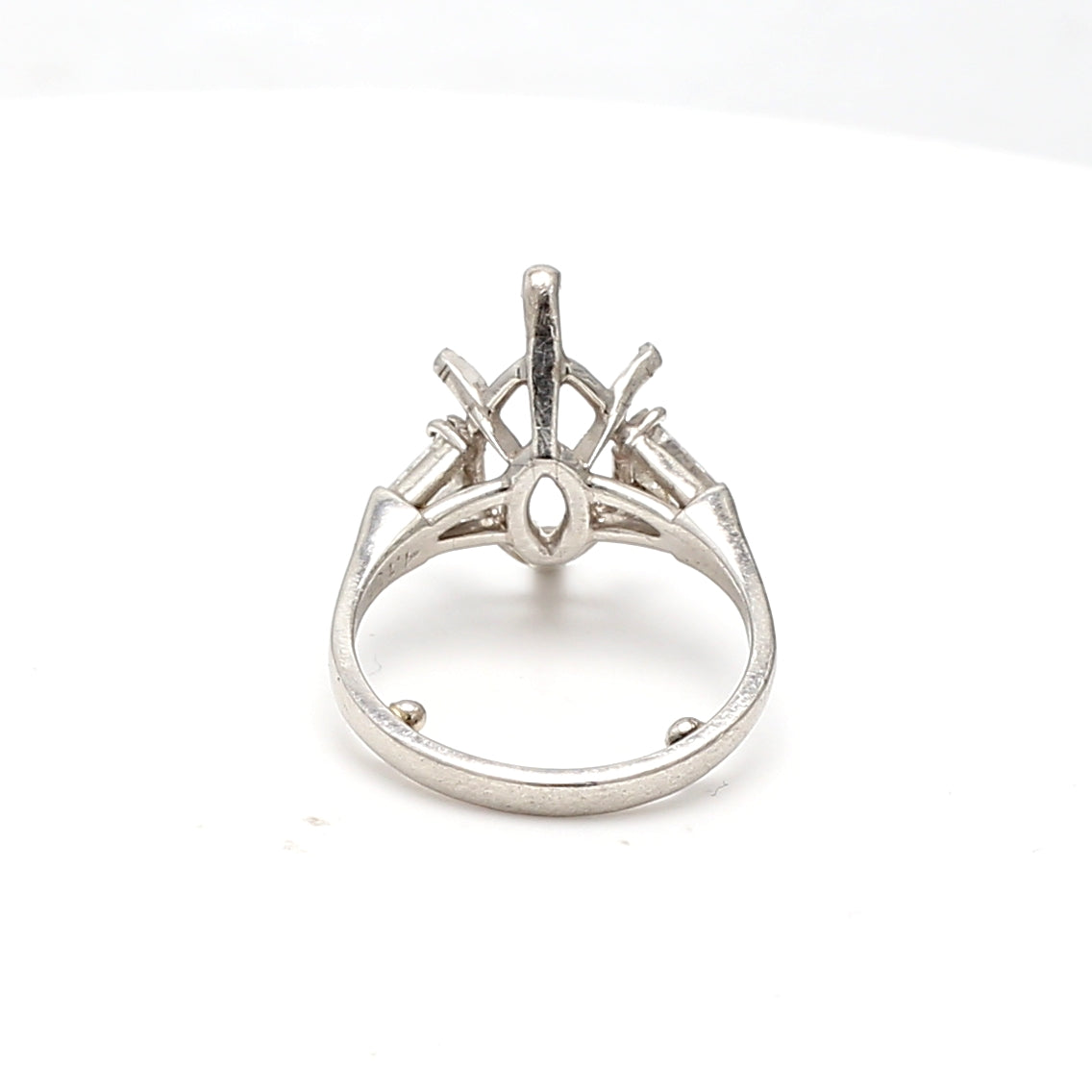 0.40 Carat Tapered Baguette Shape Diamond Platinum Semi Mount Ring