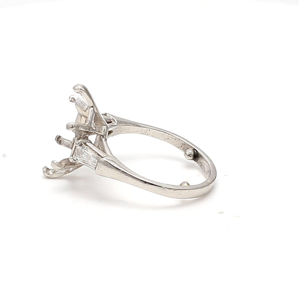 0.40 Carat Tapered Baguette Shape Diamond Platinum Semi Mount Ring