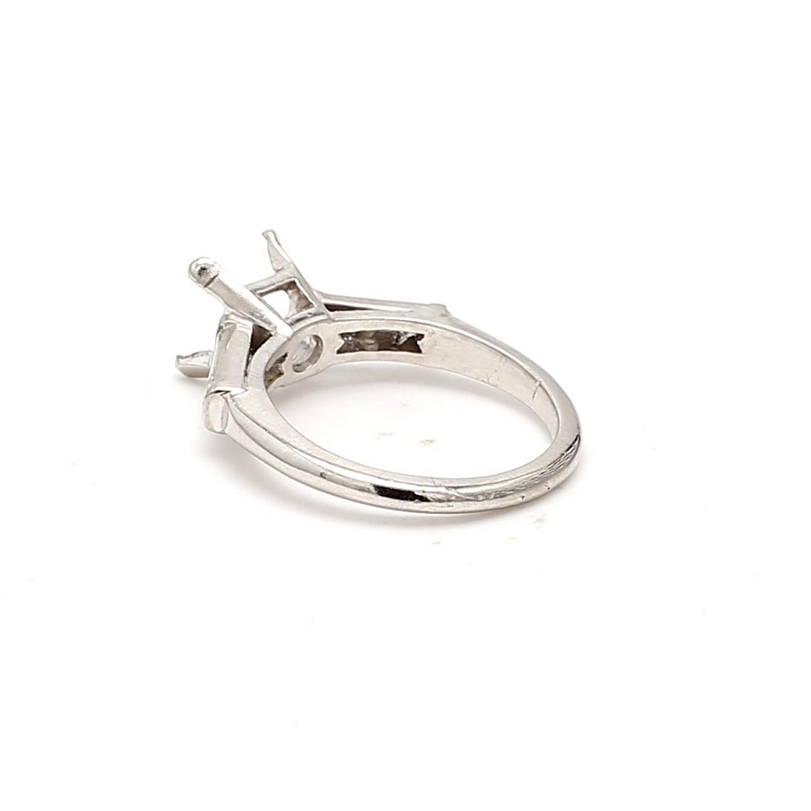 0.50 Carat Baguette Shape F SI1 Diamond Platinum Semi Mount Ring