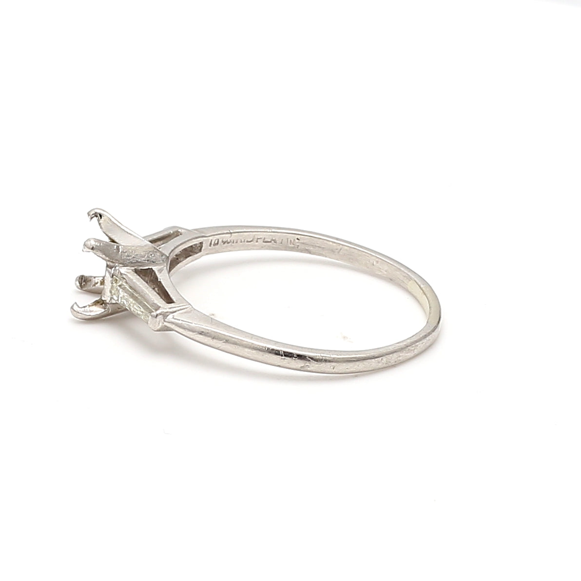 0.48 Carat Baguette Shape I SI1 Diamond Platinum Semi Mount Ring