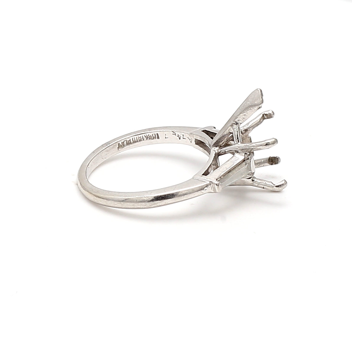 0.36 Carat Tapered Baguette Shape G VS2 Diamond Platinum Semi Mount Ring
