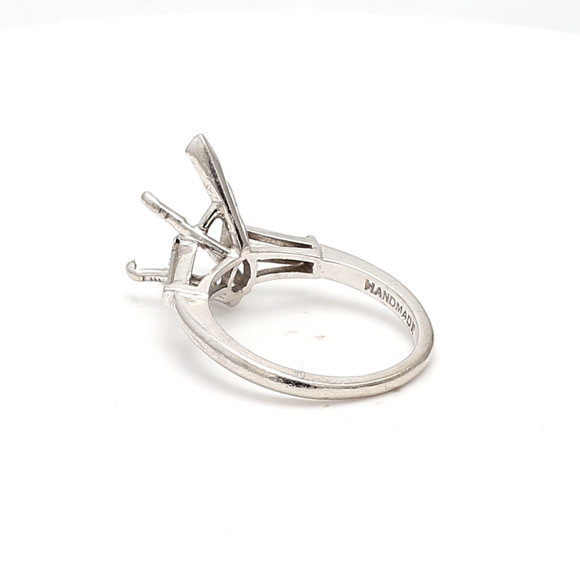 0.36 Carat Tapered Baguette Shape G VS2 Diamond Platinum Semi Mount Ring
