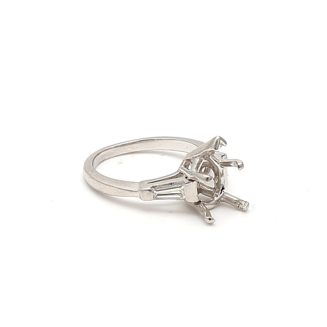 0.35 Carat Tapered Baguette Shape G VS1 Diamond Platinum Semi Mount Ring