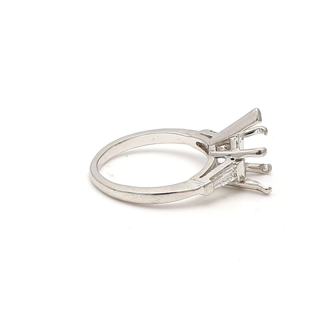 0.35 Carat Tapered Baguette Shape G VS1 Diamond Platinum Semi Mount Ring