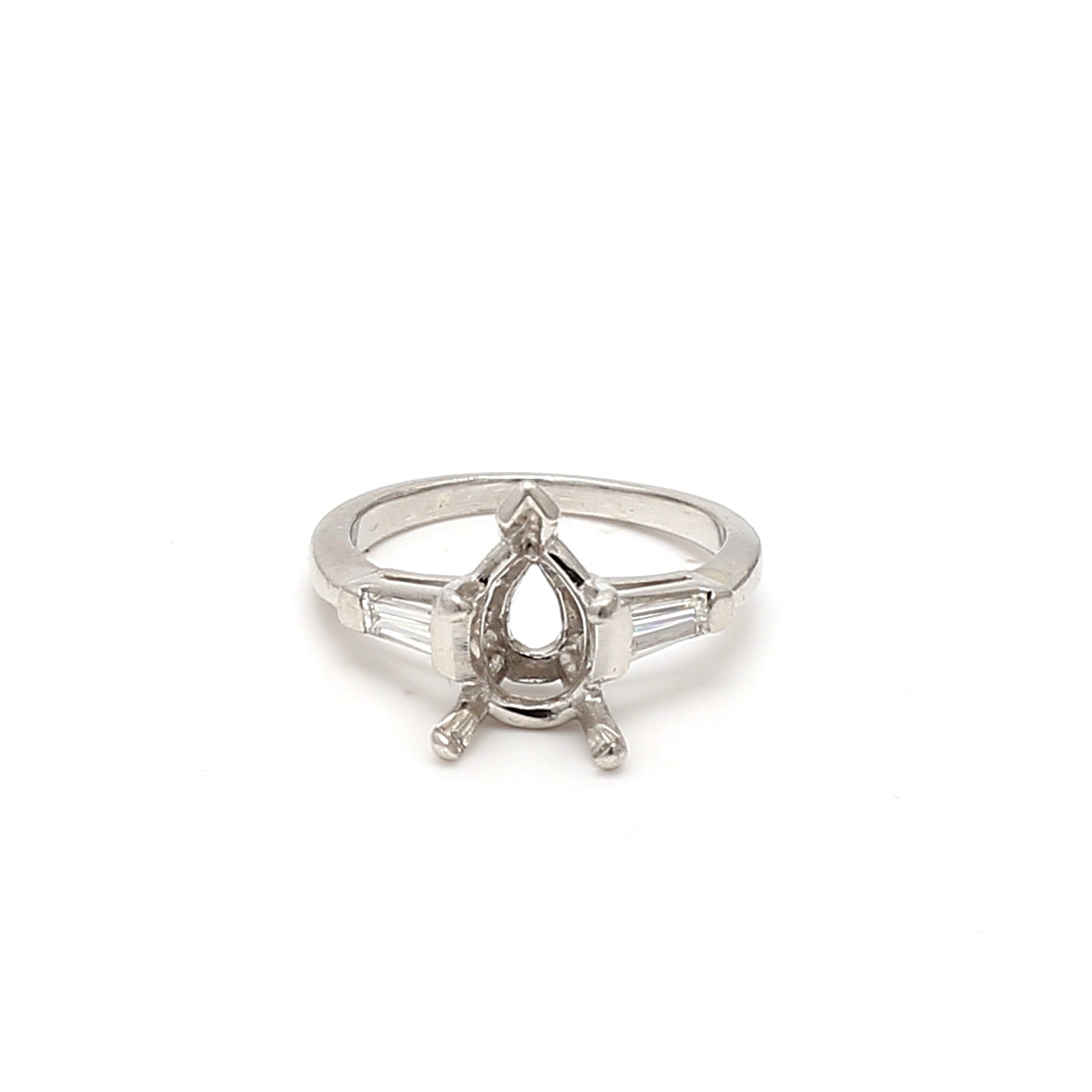 0.35 Carat Tapered Baguette Shape G VS1 Diamond Platinum Semi Mount Ring