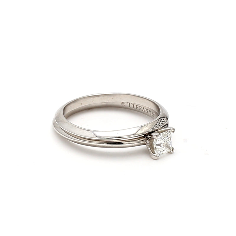 Tiffany & Co 0.39 Carat Princess Cut D VVS1 Diamond Platinum Engagement Ring