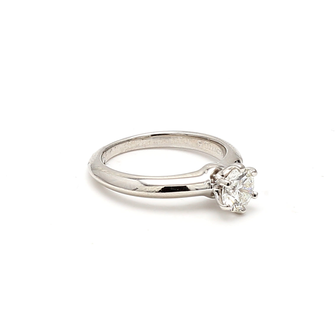 Tiffany & Co 0.65 Carat Round Brilliant H VVS2 Diamond Platinum Engagement Ring