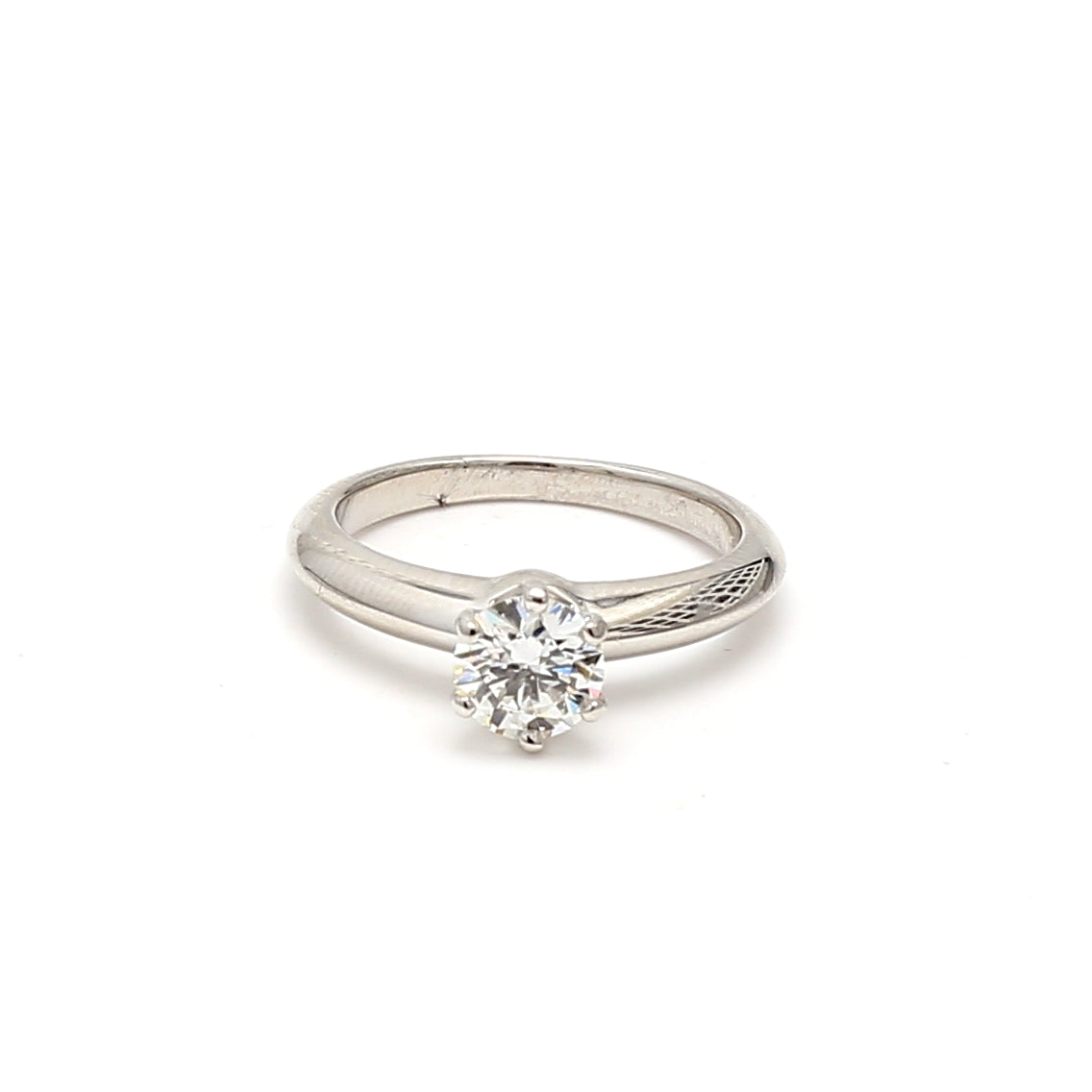 Tiffany & Co 0.65 Carat Round Brilliant H VVS2 Diamond Platinum Engagement Ring
