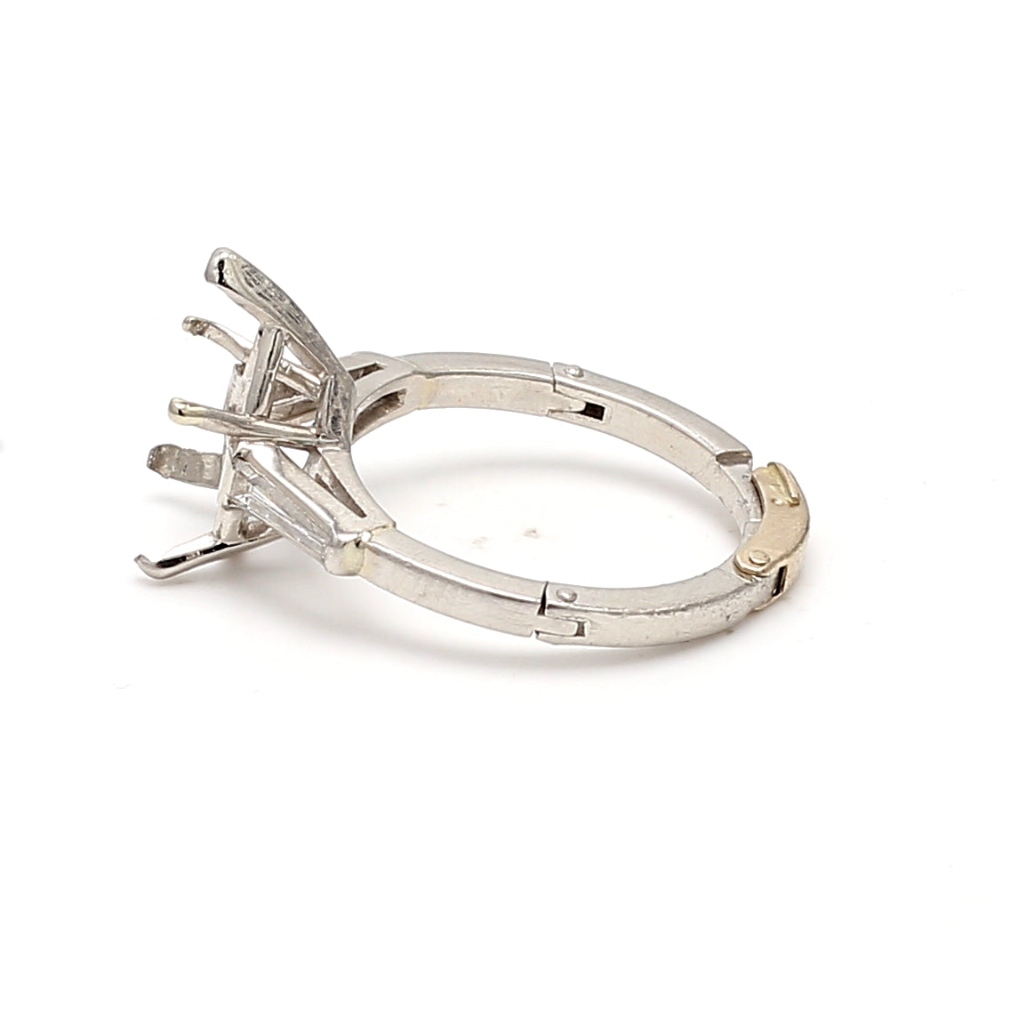 0.28 Carat Tapered Baguette Shape J SI1 Diamond Platinum Semi Mount Ring