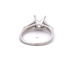 0.65 Carat Tapered Baguette Shape H VS1 Diamond Platinum Semi Mount Ring