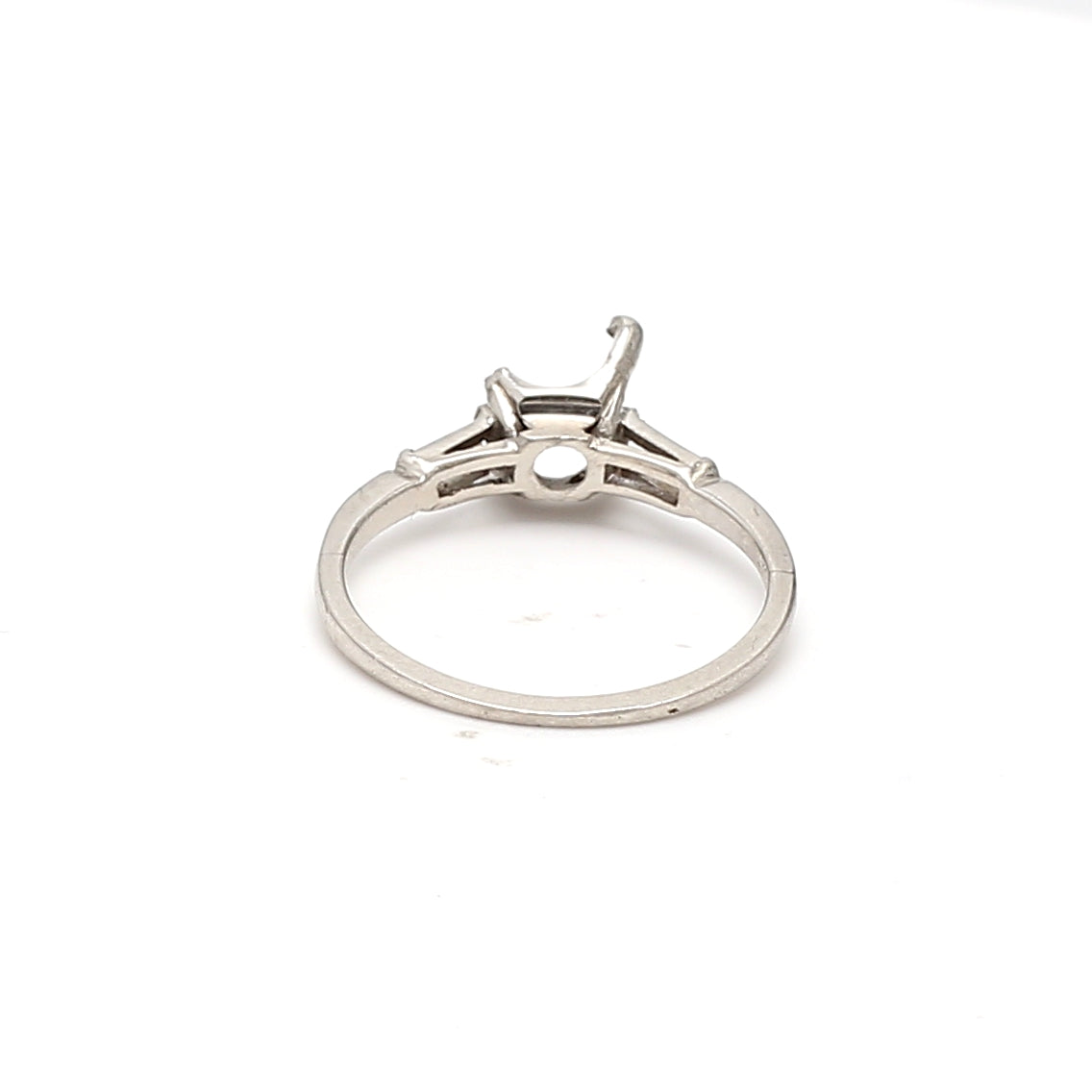 0.30 Carat Baguette Shape G VS1 Diamond Platinum Semi Mount Ring