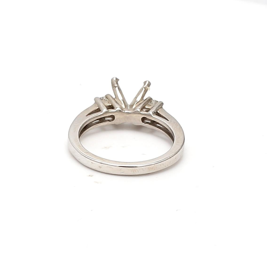 18K White Gold Semi Mount Ring with 0.28ct Round G VS2 Diamonds Fits 6.82x6.69mm