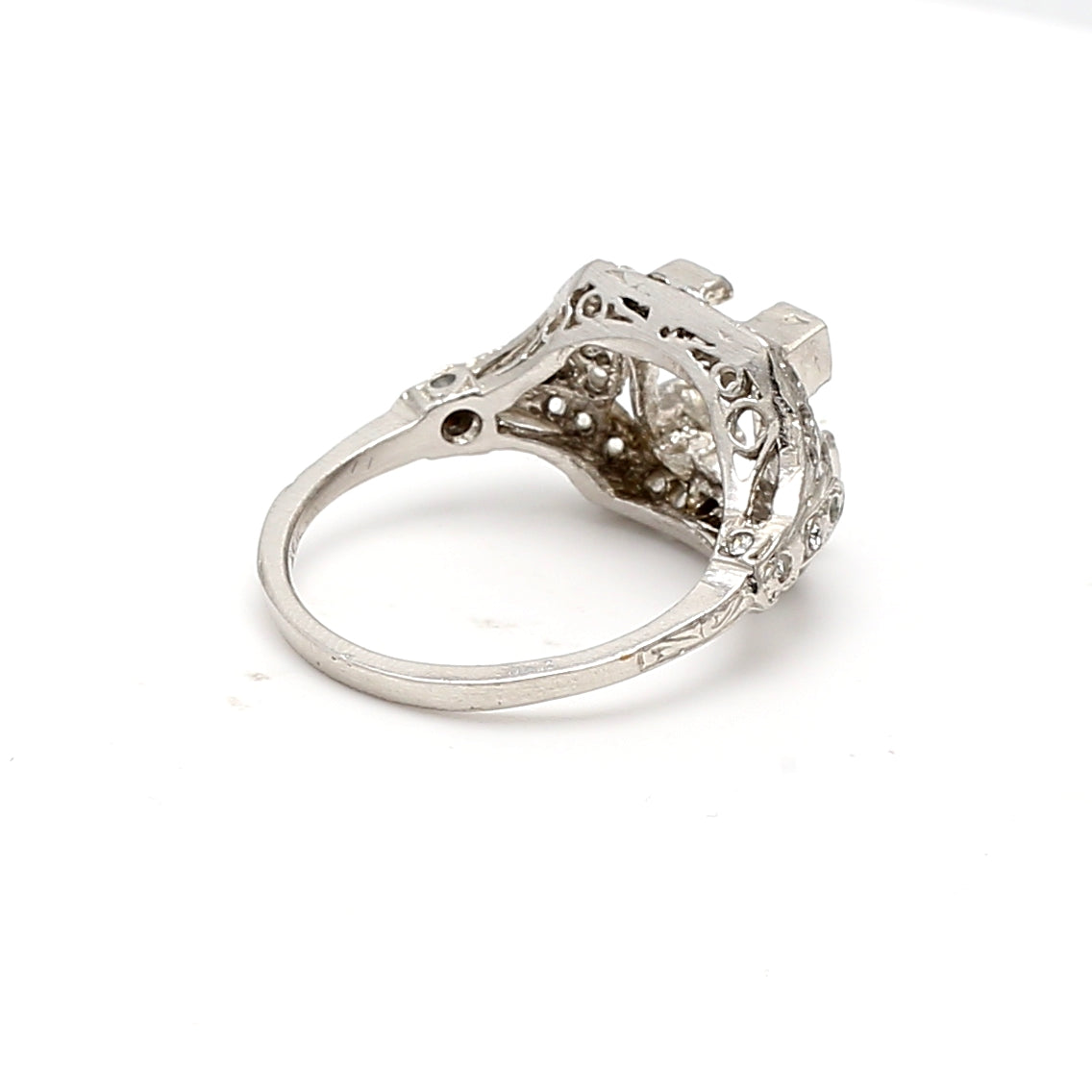 0.05 Carat Old European Cut G SI1 Diamond Platinum Semi Mount Ring
