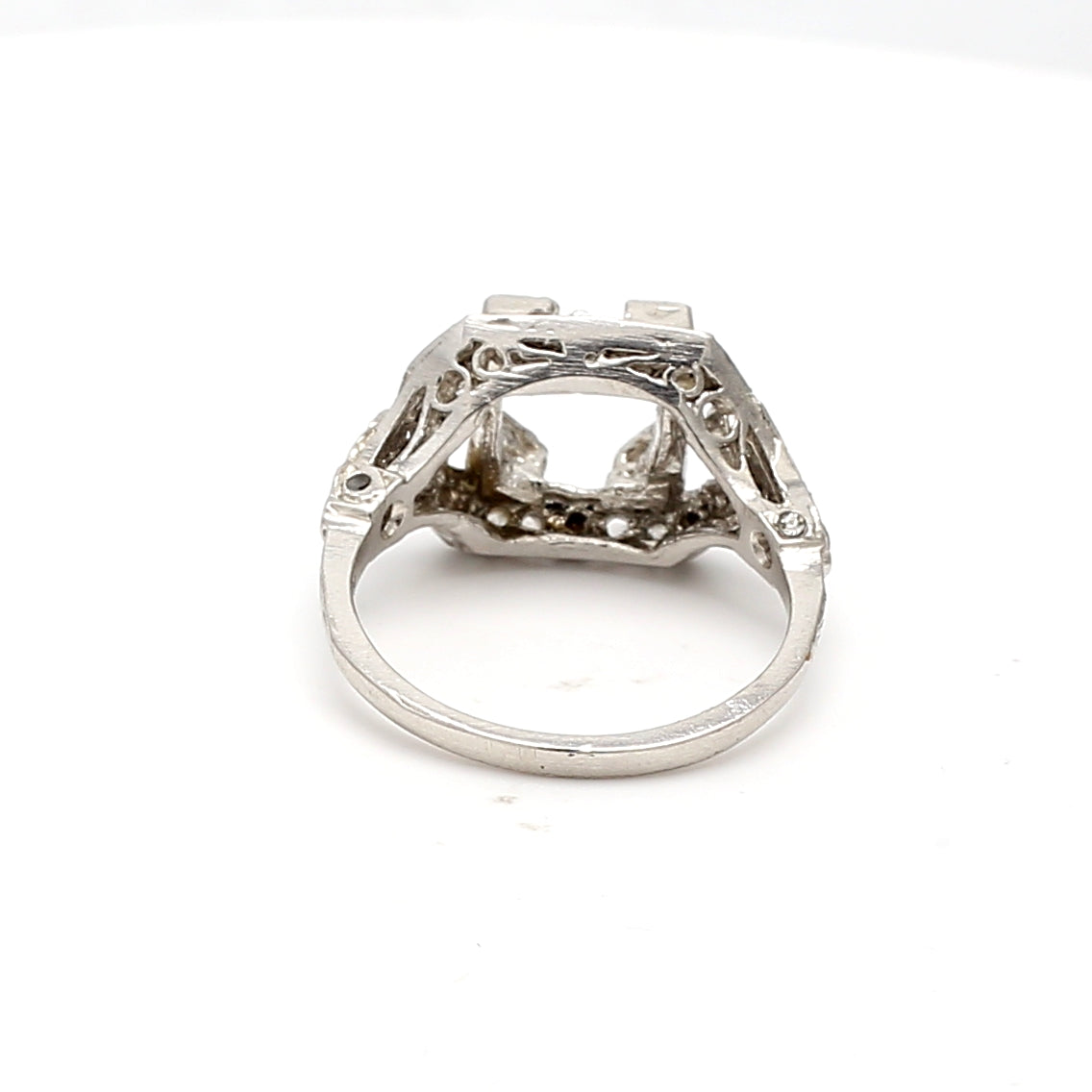 0.05 Carat Old European Cut G SI1 Diamond Platinum Semi Mount Ring