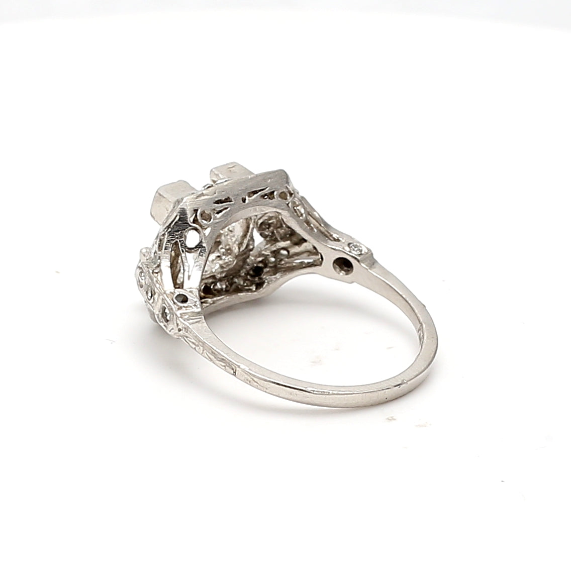 0.05 Carat Old European Cut G SI1 Diamond Platinum Semi Mount Ring